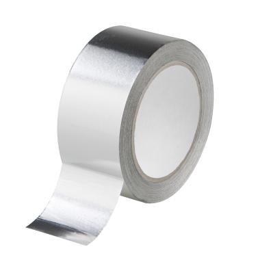 A wide spool of silver, reflective adhesive tape.