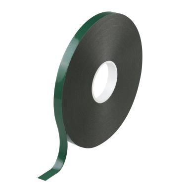 A thin spool of black double-coated PE foam adhesive tape.