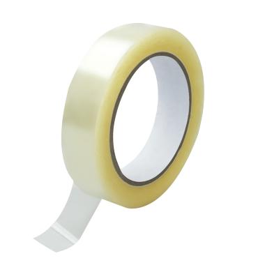 A spool of clear acrylic adhesive tape.