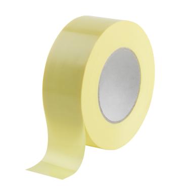 A wide spool of yellow polyester film with rubber thermosetting adhesive.