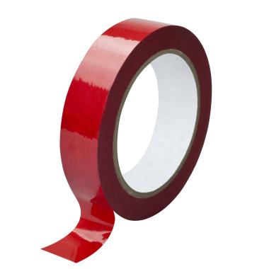 A spool of red, reflective adhesive tape.