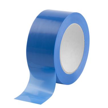 A wide spool of blue MOPP film adhesive tape.