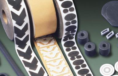 Die-cuts of PVC foam on a roll