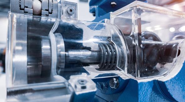 Sectional pneumatic diaphragm water pump.