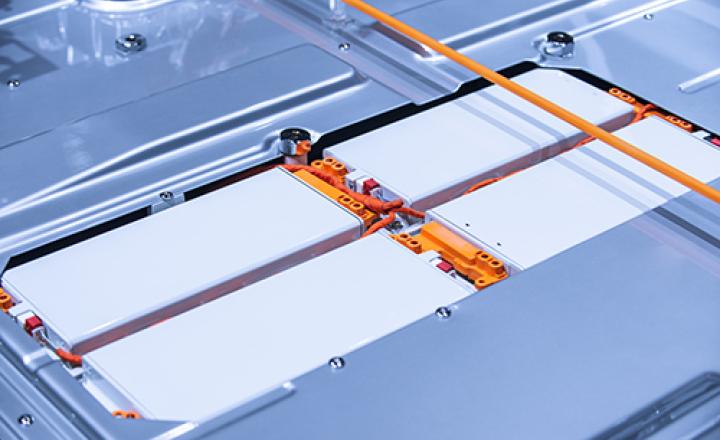 An electric car lithium battery pack with a blue tone