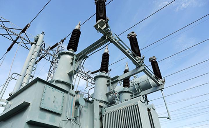 Oil filled transformer.