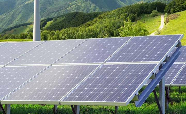 Wind turbines and solar panels