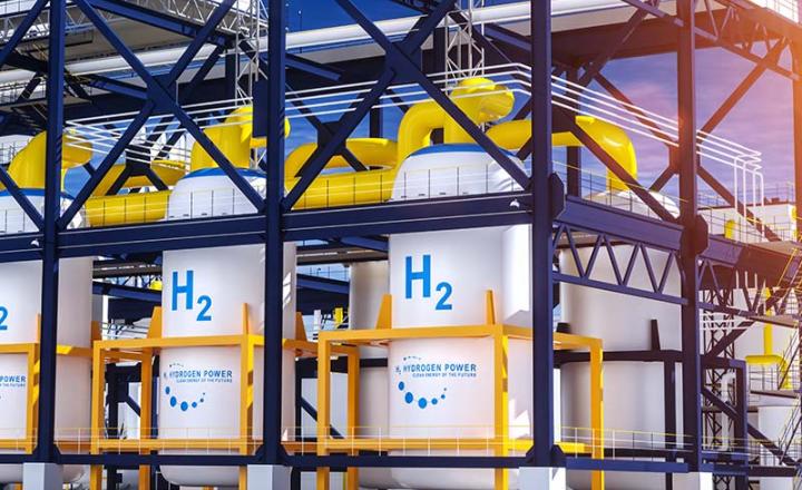 Hydrogen gas for a clean solar and wind power plant.