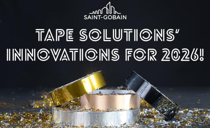 Tape Solutions' Innovations for 2026 featuring rolls of tape and celebratory confetti