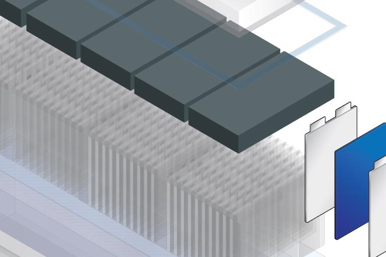 An illustration depicting thermal runaway protection inside an EV battery. An illustration depicting thermal runaway protection inside an EV battery.