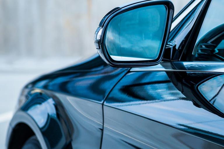 Exterior of black car.