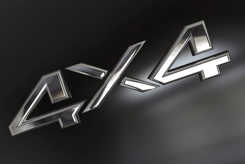 Automotive 4x4 emblem on a black surface