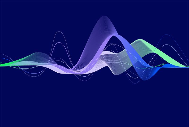 Soundwave pattern on a blue background