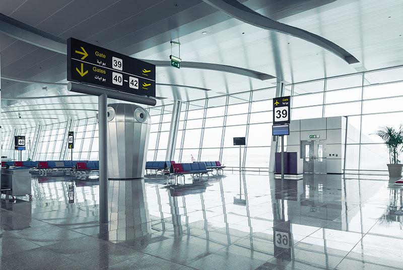 Gate at a modern airport.