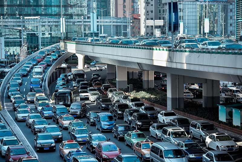 Cars and traffic noise in a city