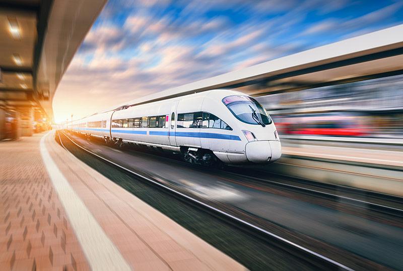 A train entering a station