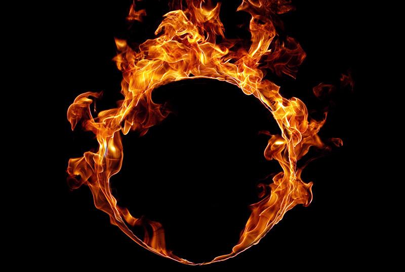 A ring of fire on black background