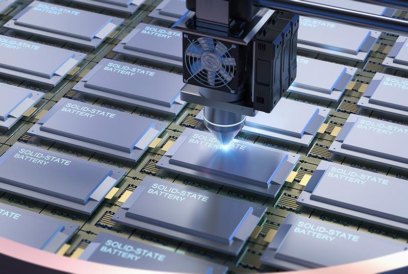 Solid state batteries with a robotic arm